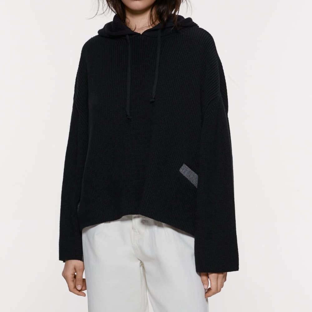 Zara sweater two tone high low hoodie